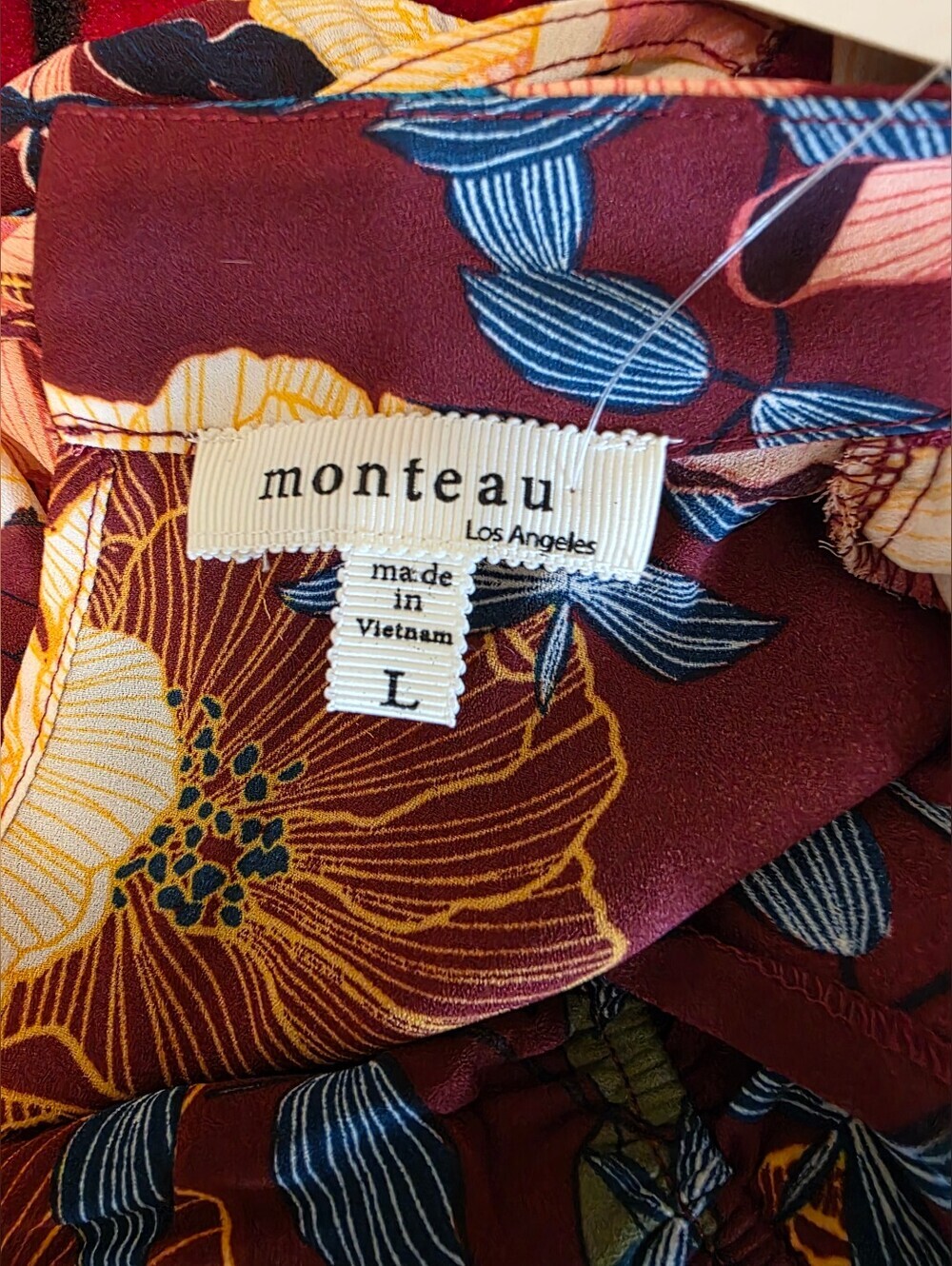 Monteau NWT Floral V-Neck Sleeveless Romper in Burgundy - Picture 7 of 7